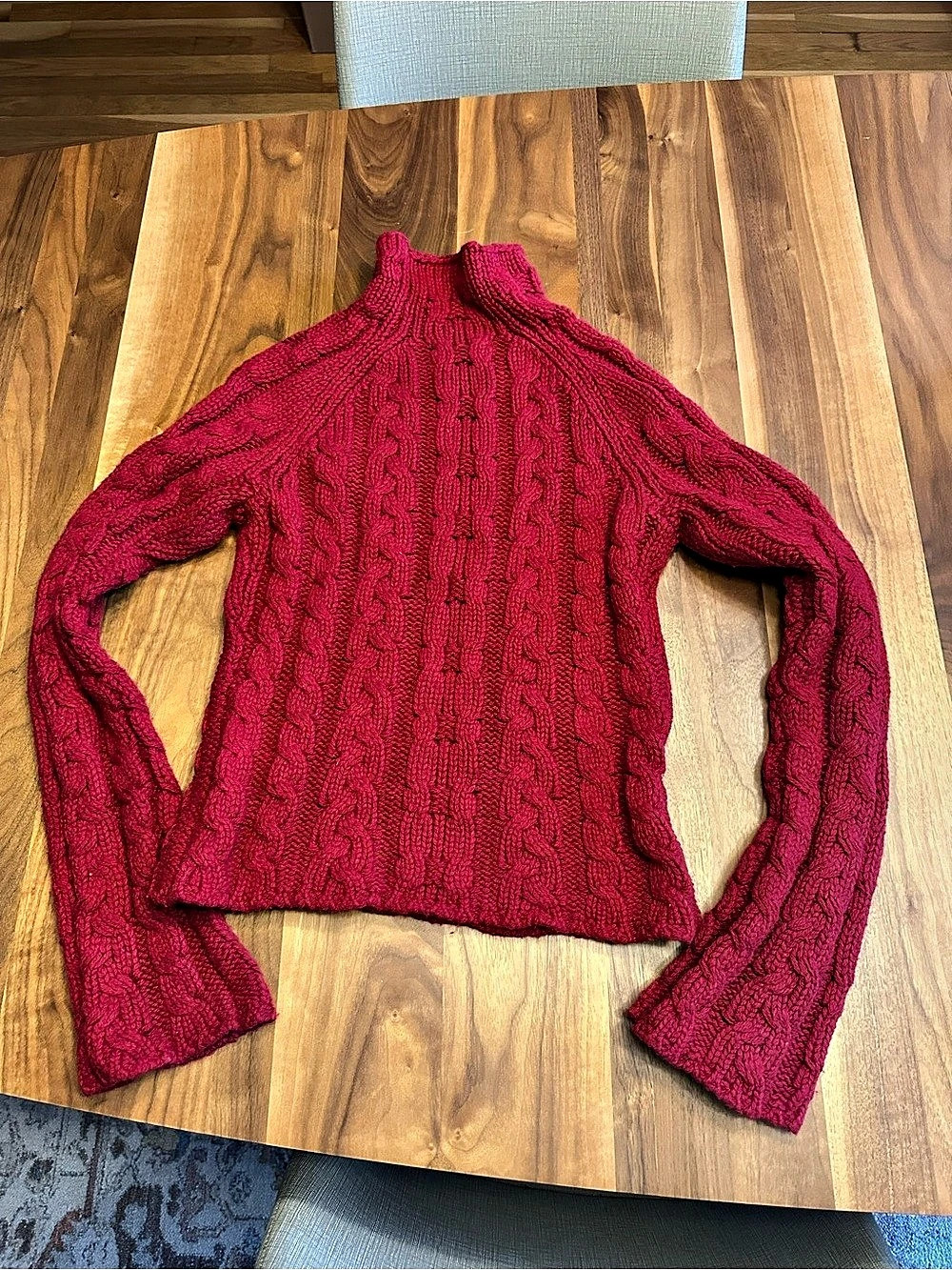 Women's Abercrombie & Fitch Cable Knit Vintage Y2K Turtleneck Red Size Medium
